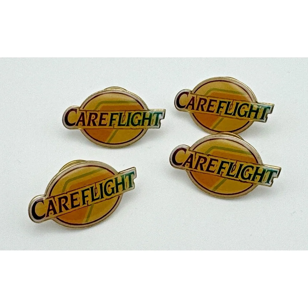 4 CareFlight Airplane Helicopter Enamel Lapel Pin Medical Air Ambulance Vtg